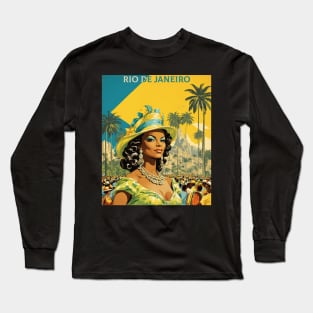 Rio de Janeiro Brazil Vintage Tourism Travel Poster Long Sleeve T-Shirt